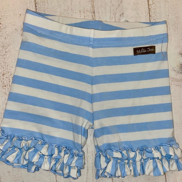 Matilda Jane Blue and White Striped Ruffle Shorties - Picture 1 of 3